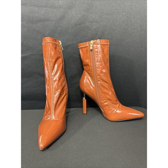 Azalea Wang "She's On Fire" Stiletto Booties In Caramel Womens 8.5 EUC  4" Heel - Picture 2 of 12
